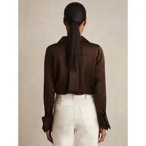 REISS Hailey Silk Double-Cuff Button-Through Shirt